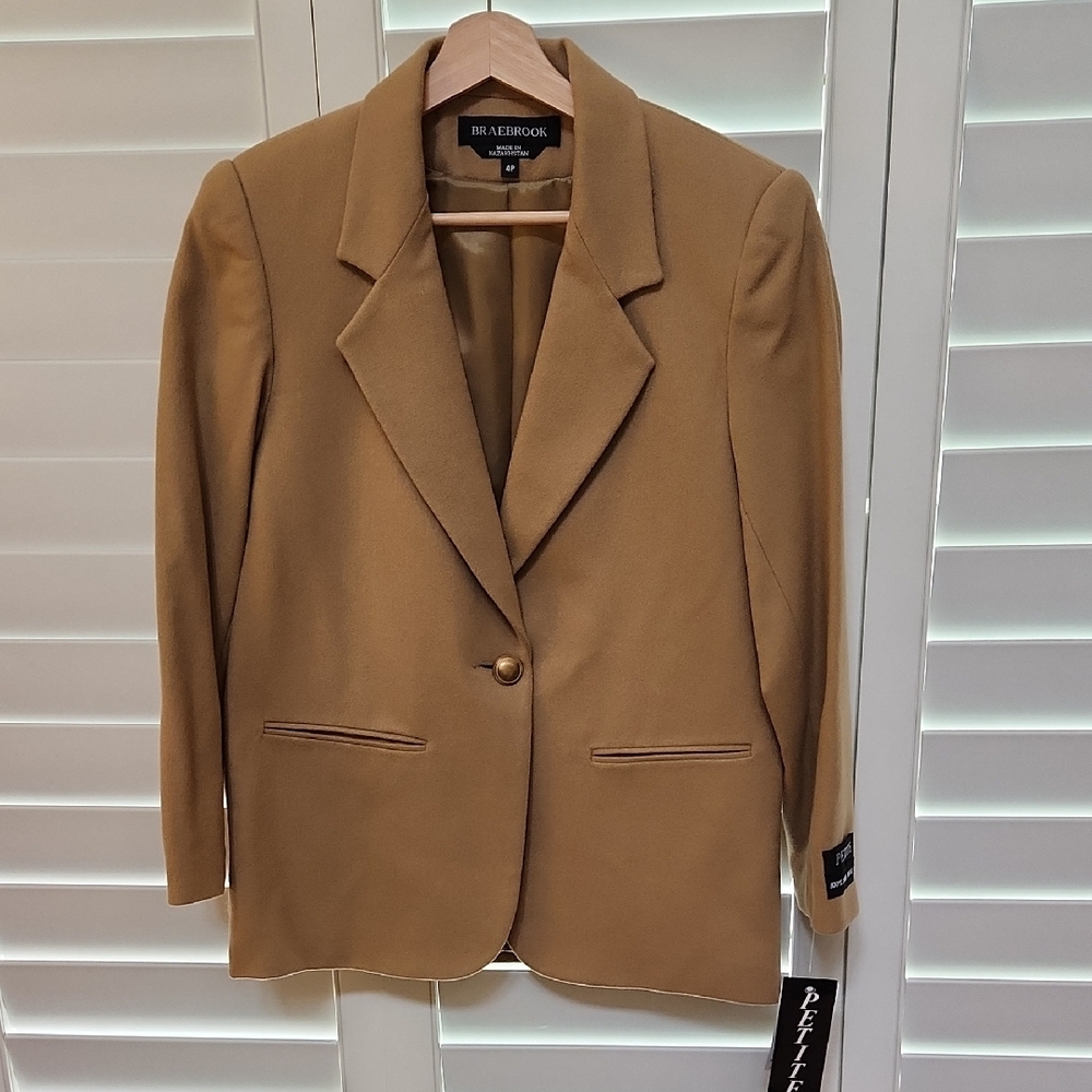 Tan Tailored Blazer with Notched Lapels